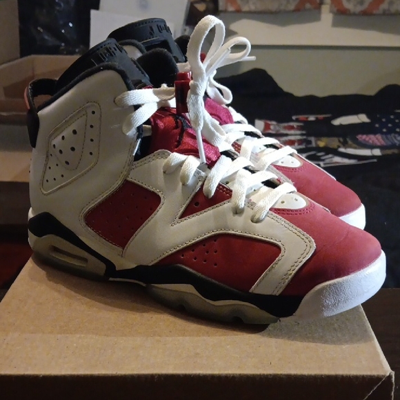 Jordan 6 Retro (GS) Rare Carmine Sneakers W/2020 Tag Boys 6Y Girls 7.5 EUC - Picture 3 of 9